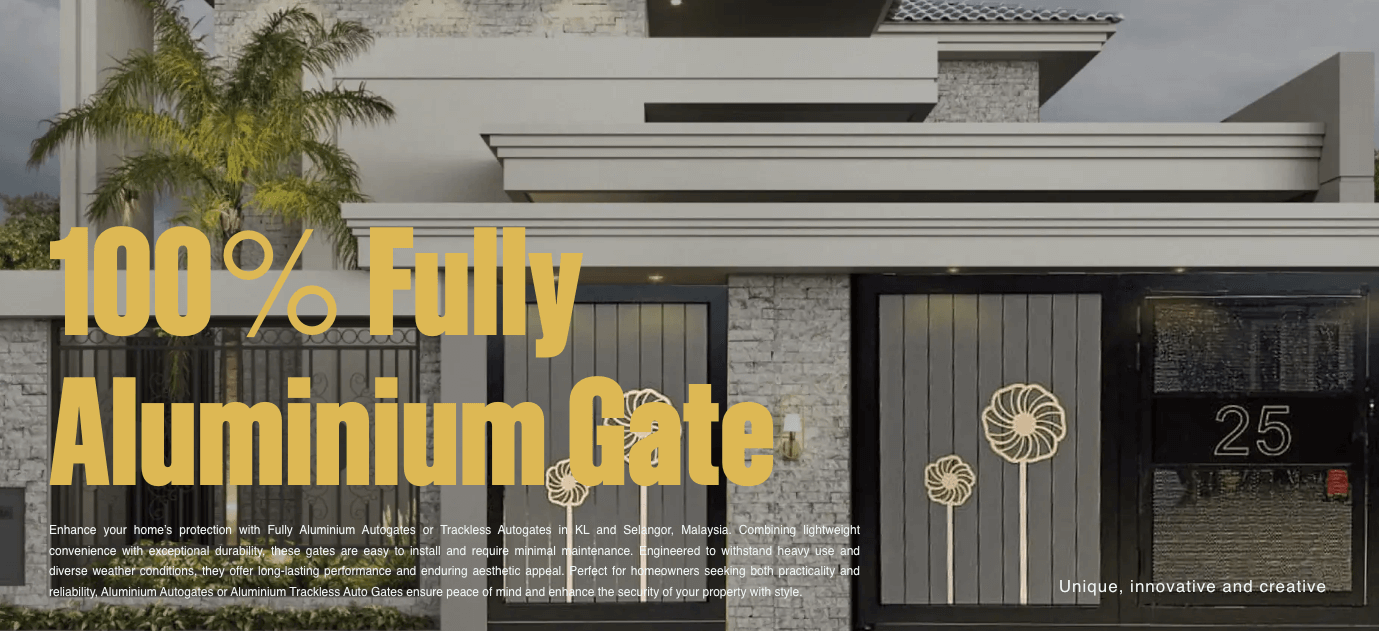 Premium Aluminium Trackless Auto Gates in Malaysia
